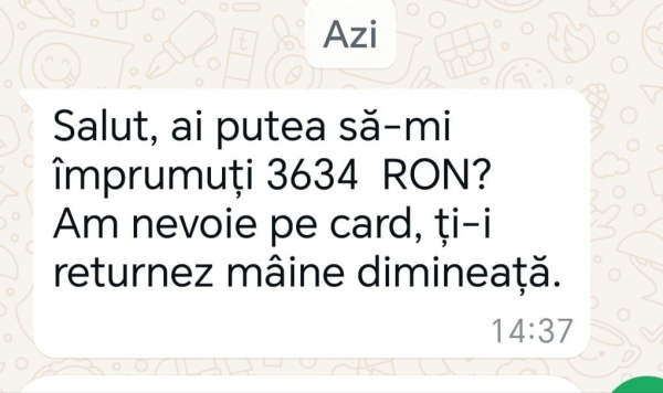 nu trimite bani dacă primești ASTA pe whatsapp. E un SCAM