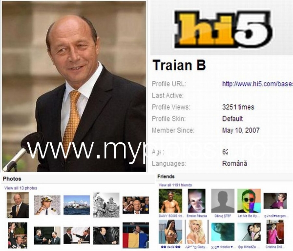 Si Traian Basescu are cont pe Hi5! Ce, numai uselistii?!