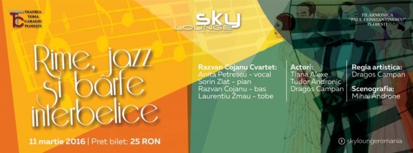 Sky Lounge te invita pe 11 martie la ‎Rime, Jazz si Barfe Interbelice