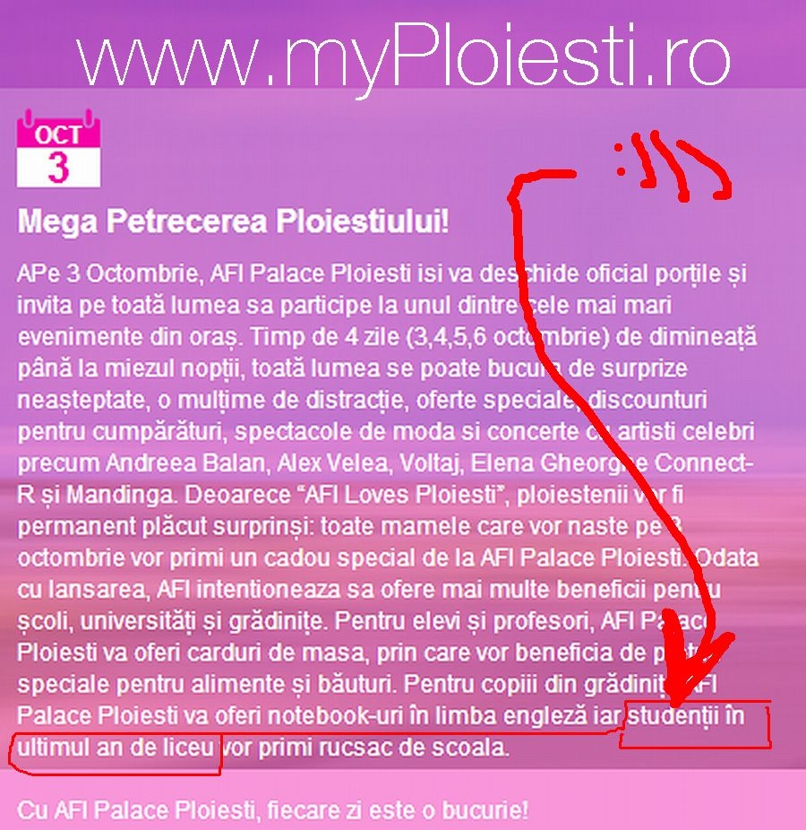 PR-ul de la AFI Ploiesti a inventat o noua forma de invatamant: studentul de liceu