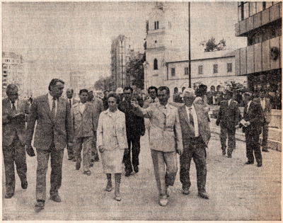 Ceausescu la inaugurarea magazinului Unirea